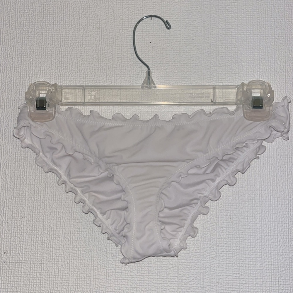 Shade & Shore Ruffle Trim Bikini Bottoms | White | Size XS